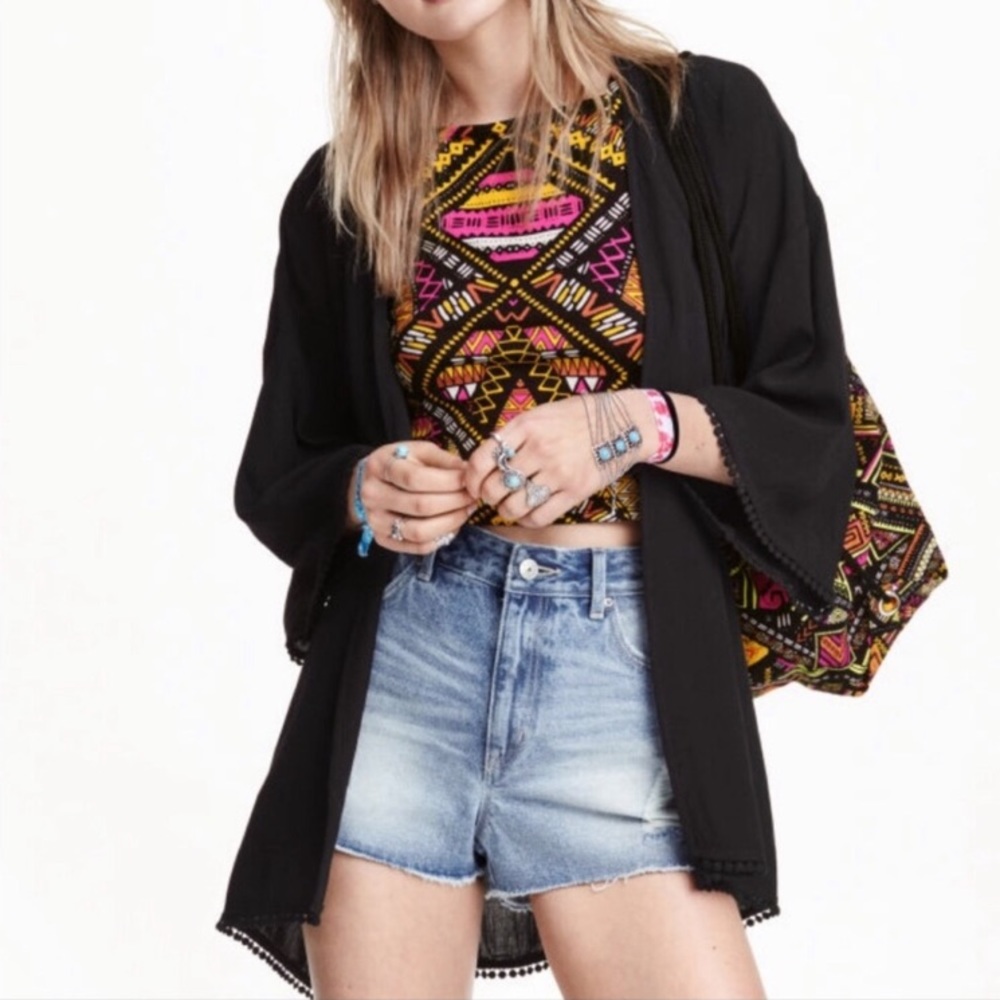 H&M x Coachella Black PomPom Kimono